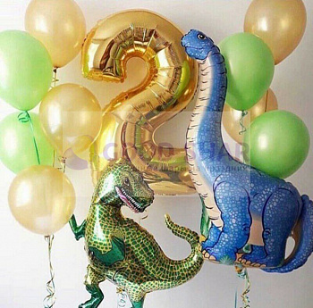 Набор воздушных шаров Динозавры с цифрой