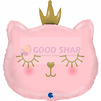 Шар фольгированный "Кошечка с короной" розовая голова Шар фольгированный "Кошечка с короной" розовая голова
