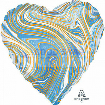 Шар фольгированный 18" Сердце Мрамор Blue Шар фольгированный 18" Сердце Мрамор Blue