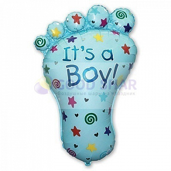Фольгированный шар "Стопа мальчика голубая"