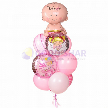 Фонтан воздушных шаров на выписку для девочки № 447