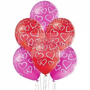 Шарики латексные 14" "Сердца мелом"