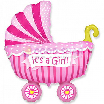 Шар фольгированный Коляска розовая