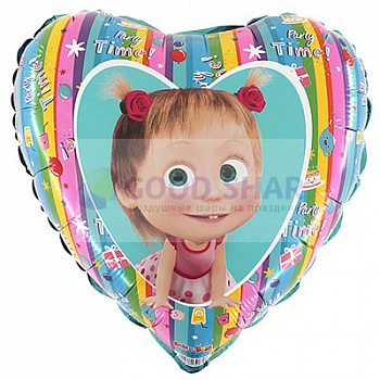 Шар фольгированный 18" «Маша и медведь радуга» сердце Шар фольгированный 18" «Маша и медведь радуга» сердце