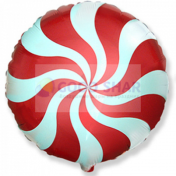 Шар фольгированный 18" Круг Леденец Красный Шар фольгированный 18" Круг Леденец Красный