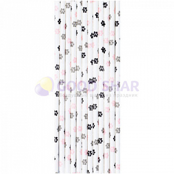 Трубочка д/коктейлей бумажные Котики 12 шт