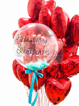Шарики Сердца и Баблс с надписью № 304