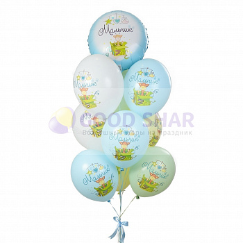 Фонтан воздушных шаров на выписку мальчика № 439