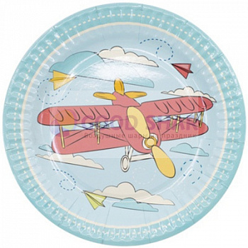 Тарелка бумажная "Самолётики" 17см 6 шт