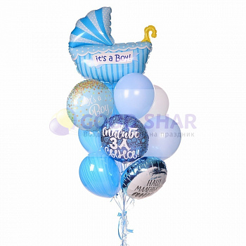 Фонтан воздушных шаров на выписку мальчику № 442