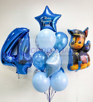 Набор шаров "Щенячий патруль. Чейз, цифра и фонтан" № 226 Набор шаров "Щенячий патруль. Чейз, цифра и фонтан" № 226