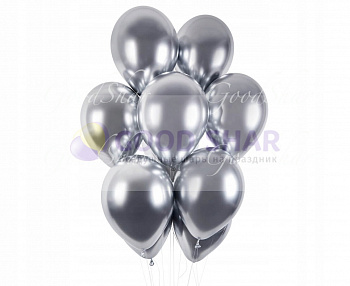 Шары латексные "Хром" серебро